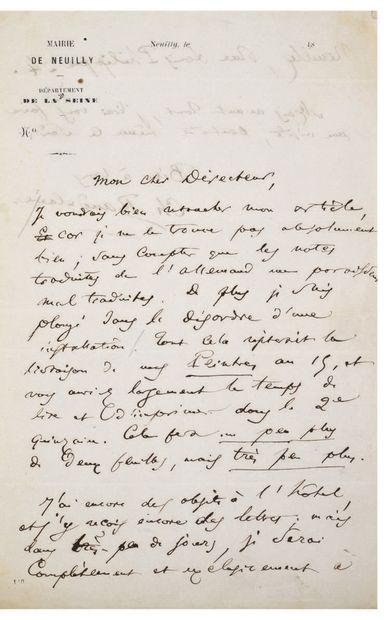 BAUDELAIRE Charles.
AUTOGRAPH LETTER SIGNED...