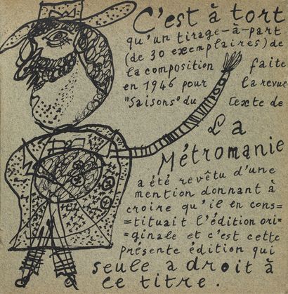 DUBUFFET Jean. PAULHAN Jean.
LA MÉTROMANIE...