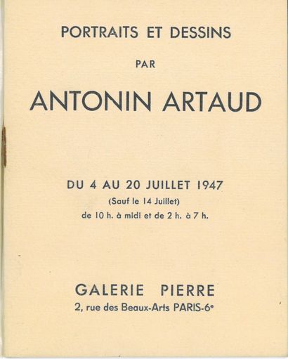 ARTAUD Antonin.
PORTRAITS AND DRAWINGS. Paris,...