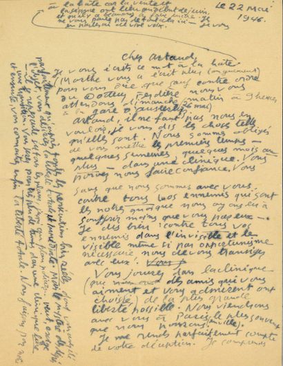 ADAMOV Arthur.
AUTOGRAPH LETTER SIGNED to...