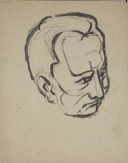 MASSON André.
PORTRAIT OF LOUIS ARAGON. ORIGINAL...