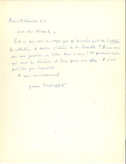DUBUFFET Jean.
3 LETTRES AUTOGRAPHES SIGNED...