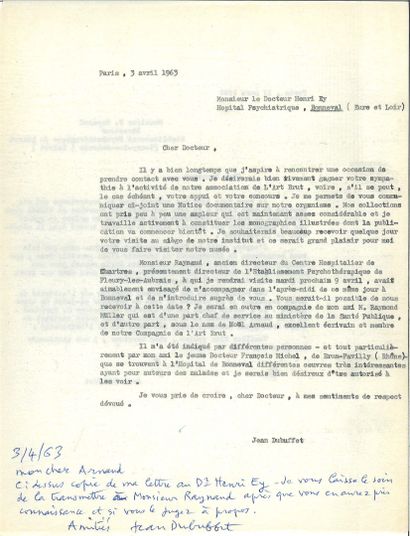 DUBUFFET Jean.
3 LETTRES AUTOGRAPHES SIGNED...