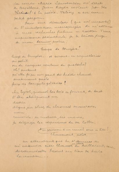 BRETON André.
AUTOGRAPH LETTER SIGNED WITH...