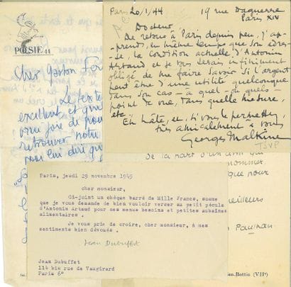 [ARTAUD]. DENOËL Robert. DUBUFFET Jean. LEIRIS...