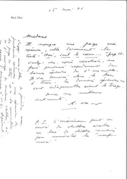 CHAR René.
3 LETTRES AUTOGRAPHES SIGNÉES...
