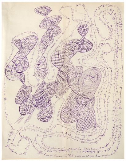 CHAISSAC Gaston.
DESSIN CALLIGRAMME ORIGINAL...