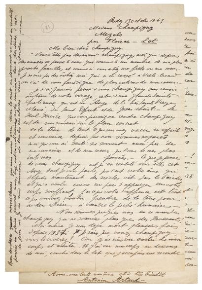 ARTAUD Antonin.
AUTOGRAPH LETTER SIGNED to...