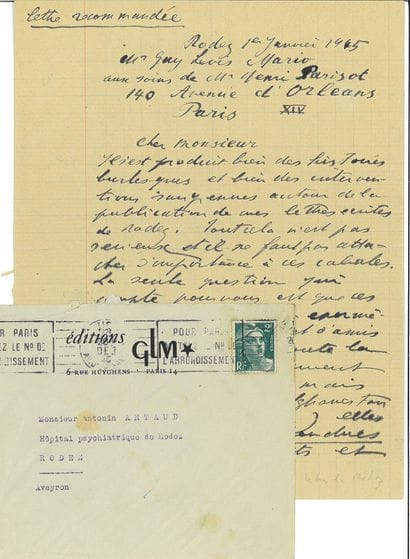 ARTAUD Antonin.
AUTOGRAPH LETTER SIGNED to...