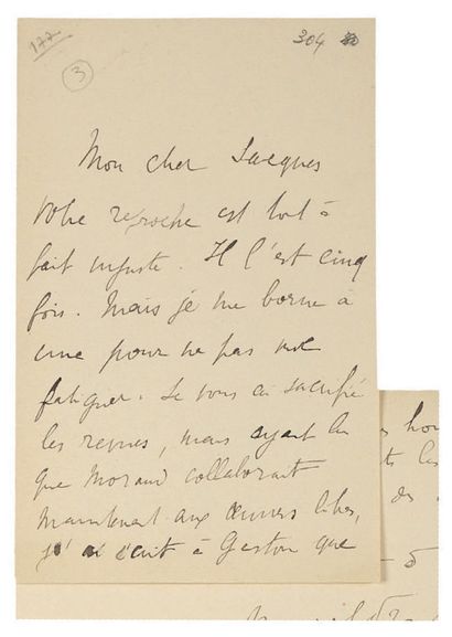 PROUST Marcel.
5 AUTOGRAPH LETTERS SIGNED...