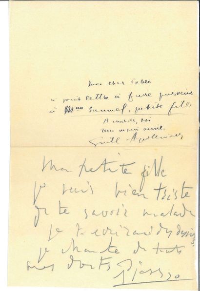APOLLINAIRE Guillaume. PICASSO Pablo.
2 AUTOGRAPH...