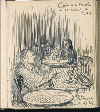 PEDRO PERMANYER'S GUEST BOOK. ORIGINAL DRAWINGS,...