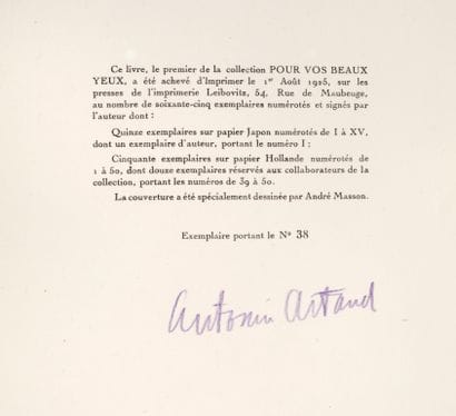 Artaud Antonin.
LE PÈSE-NERFS. Paris, Pour...