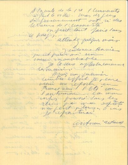 ARTAUD Antonin.
AUTOGRAPH LETTER SIGNED to...