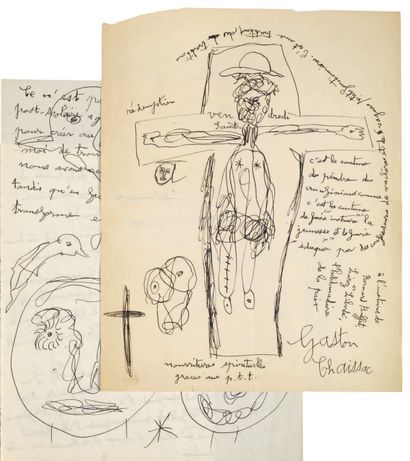 CHAISSAC Gaston.
4 LETTRES AUTOGRAPHES SIGNÉES...
