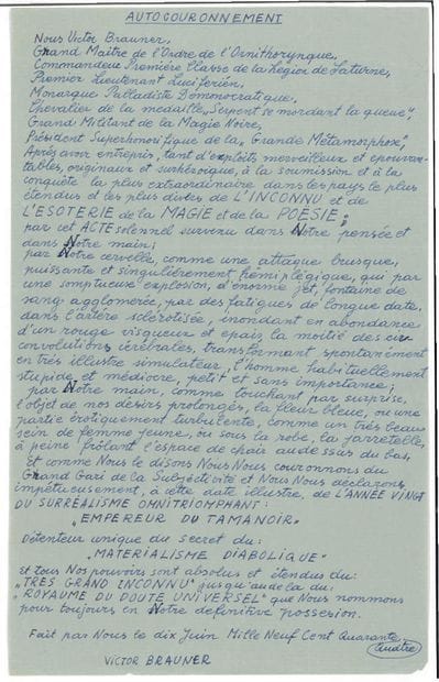 BRAUNER Victor.
AUTOGRAPHIC LETTER SIGNED...