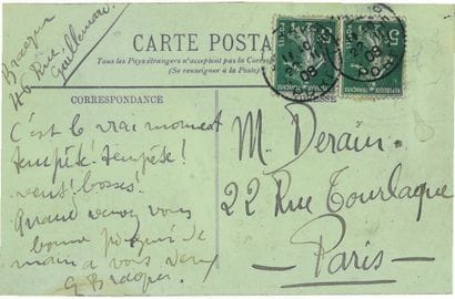 Braque Georges.
POST CARD SIGNED IN INK to...