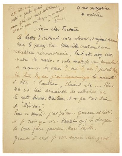 DESNOS Robert.
2 LETTRES AUTOGRAPHES SIGNÉES...