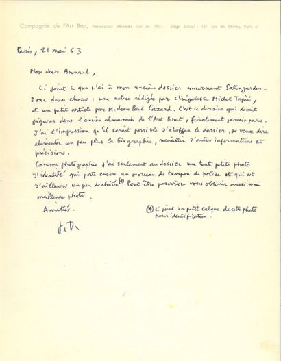 DUBUFFET Jean.
3 LETTRES AUTOGRAPHES SIGNED...