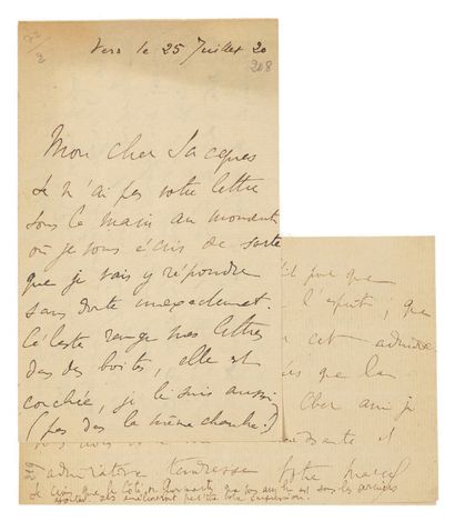PROUST Marcel.
5 AUTOGRAPH LETTERS SIGNED...
