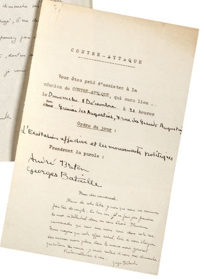BATAILLE Georges.
5 AUTOGRAPH LETTERS SIGNED...