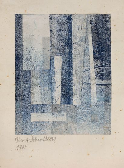 SCHWITTERS Kurt.
ORIGINAL SIGNED COLLAGE....