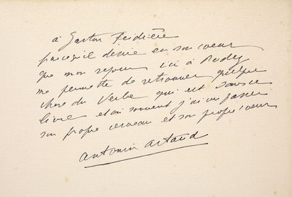 Artaud Antonin.
L'ART ET LA MORT. Paris,...