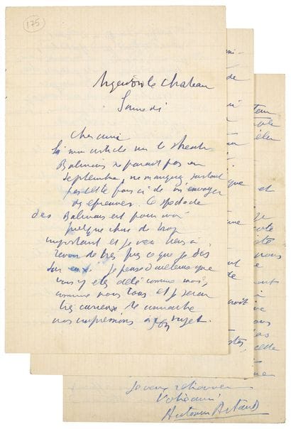 ARTAUD Antonin.
2 AUTOGRAPH LETTERS SIGNED...