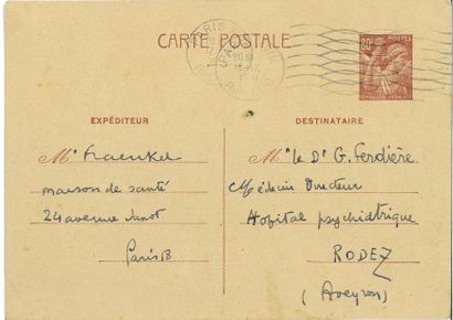 FRAENKEL Théodore.
AUTOGRAPHIC POSTCARD SIGNED...