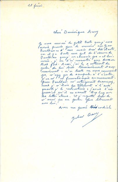 GRACQ Julien.
AUTOGRAPH LETTER SIGNED to...