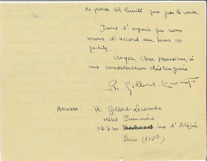 GILBERT LECOMTE Roger.
AUTOGRAPH LETTER SIGNED...