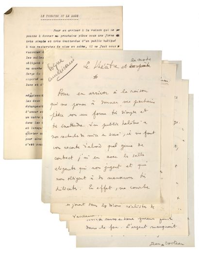 COCTEAU Jean.
LE THÉÂTRE ET LA MODE.
MANUSCRIT...