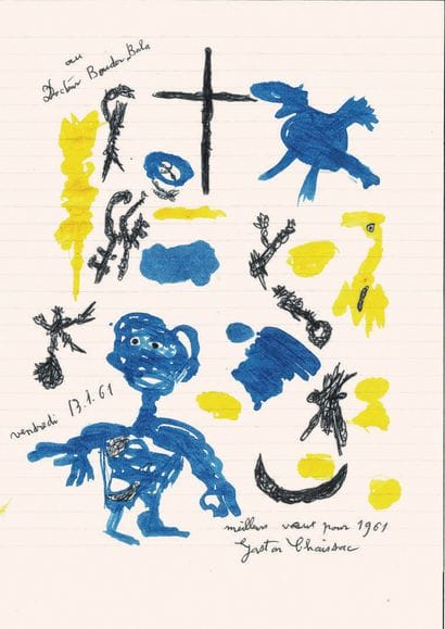CHAISSAC Gaston.
DESSIN ORIGINAL SIGNÉ sur...