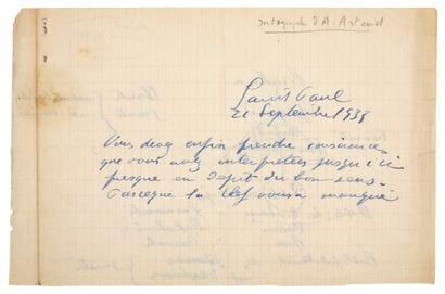 ARTAUD Antonin.
AUTOGRAPH LETTER WITH INK...