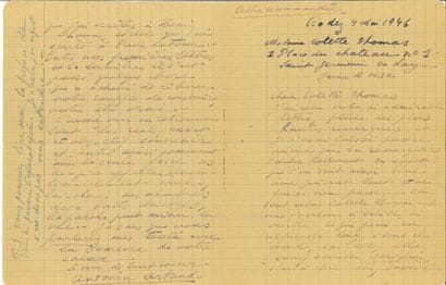 ARTAUD Antonin.
AUTOGRAPH LETTER SIGNED to...