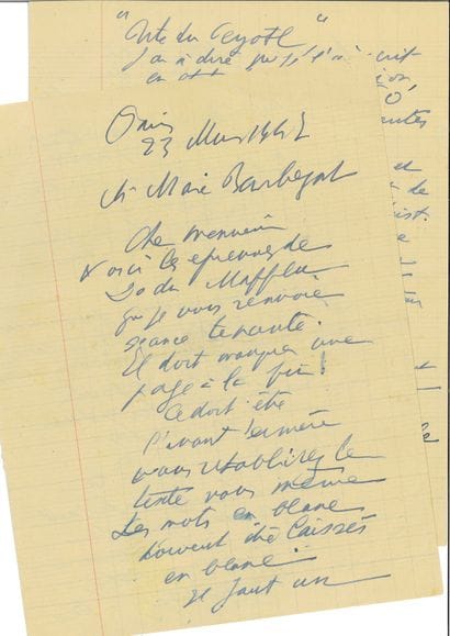 ARTAUD Antonin.
L'ARVE ET L'AUME. DODU MAFFLU....