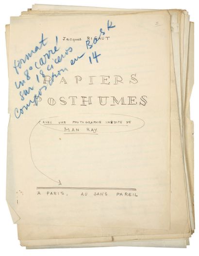 RIGAUT Jacques.
POSTHUMOUS PAPERS. CORRECTED...