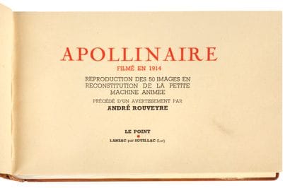 [APOLLINAIRE].
APOLLINAIRE FILMED IN 1914....