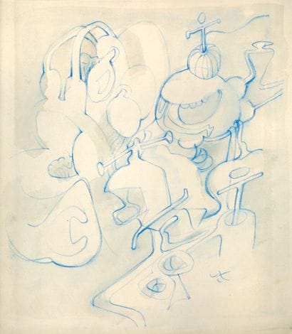 MATTA Roberto.
ORIGINAL BLUE PENCIL DRAWING,...