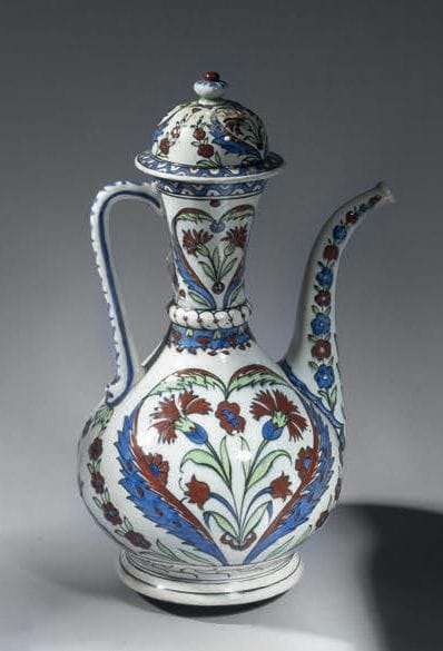 Samson
Covered earthenware jug with blue,...