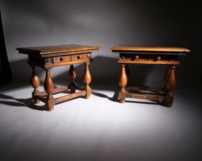 Pair of small tables in carved and molded...