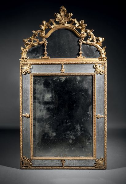 Large rectangular mirror with carved and...