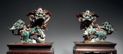 Two chimeras. China, 19th century. Four-color...