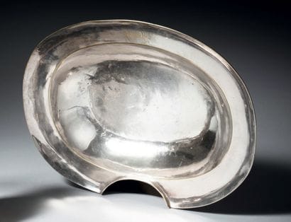 Silver-plated beard dish with crowned coat...