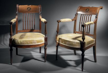 Pair of mahogany and mahogany-stained wood...