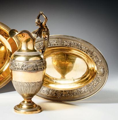 950°/°° vermeil ewer and basin
The ewer on...
