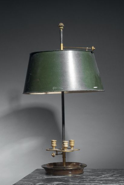 Hot-water bottle lamp with mahogany bowl...