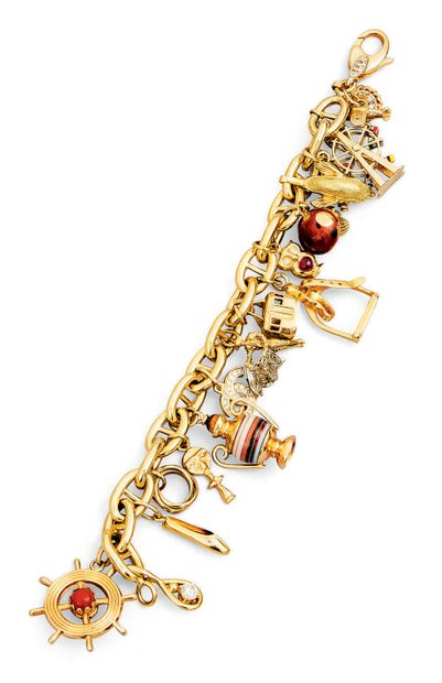 Bracelet articulé en or 750°/°° maille marine,...