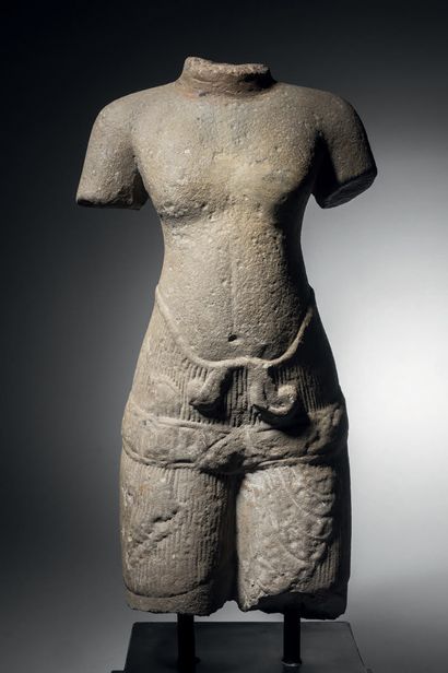 Khmer male torso, Cambodia, Baphuon period,...
