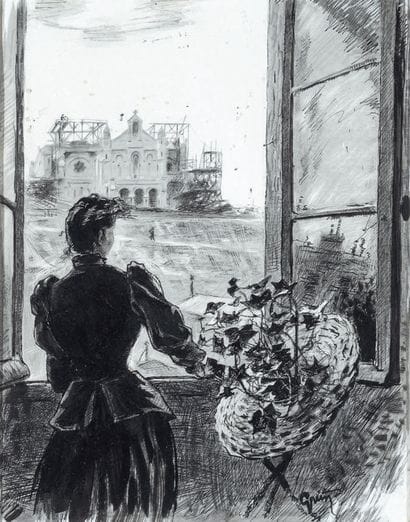 Jules GRÜN (1868-1938)
In front of the window
Ink,...